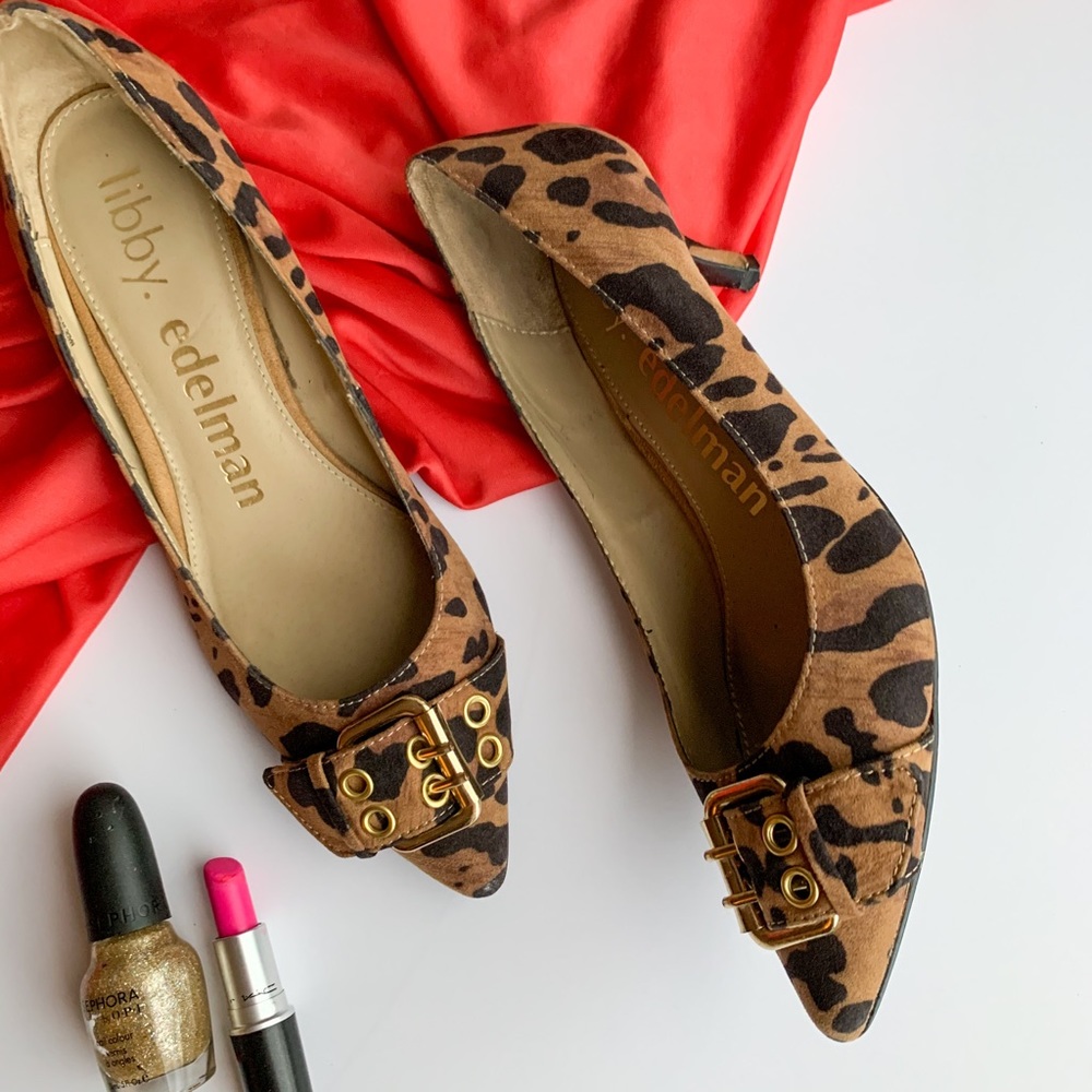 Libby Edelman leopard kitten heel pumps